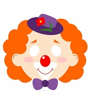 çocuklar için hazır kağıttan Palyanço maskesi şablonu